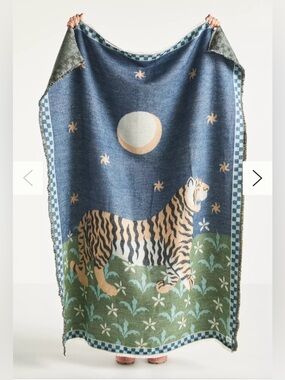 Anthropology NWT Printed Goods Cotton Tiger Throw Blanket